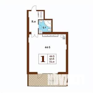 Студия квартира, вторичка, 72м2, 2/17 этаж