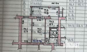 2-к квартира, вторичка, 55м2, 1/3 этаж