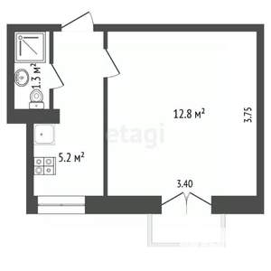 1-к квартира, вторичка, 20м2, 3/5 этаж