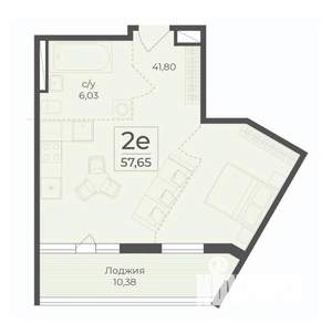2-к квартира, строящийся дом, 58м2, 3/15 этаж
