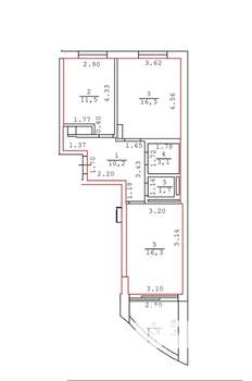 2-к квартира, вторичка, 62м2, 8/8 этаж