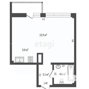 Студия квартира, вторичка, 36м2, 9/16 этаж