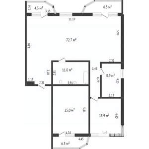 4-к квартира, вторичка, 102м2, 1/4 этаж