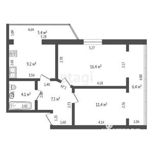 2-к квартира, вторичка, 70м2, 2/5 этаж