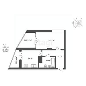 1-к квартира, вторичка, 37м2, 7/9 этаж