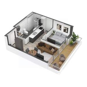 1-к квартира, строящийся дом, 48м2, 8/11 этаж