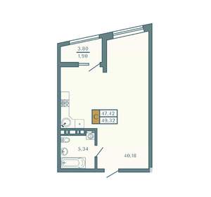 Студия квартира, вторичка, 49м2, 9/9 этаж