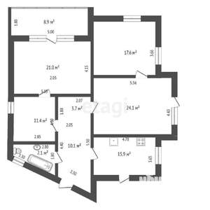4-к квартира, вторичка, 155м2, 2/2 этаж