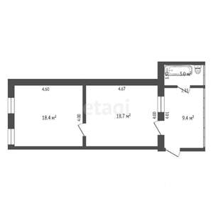 2-к квартира, вторичка, 49м2, 2/2 этаж