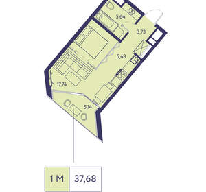 1-к квартира, вторичка, 38м2, 10/20 этаж
