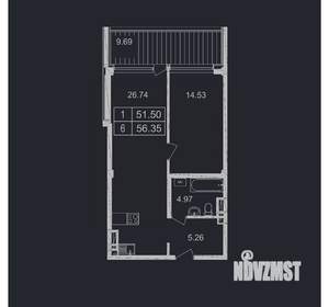 2-к квартира, вторичка, 56м2, 6/8 этаж