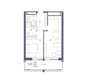 1-к квартира, вторичка, 57м2, 2/8 этаж