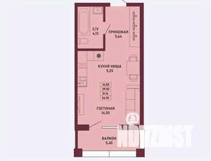 Студия квартира, вторичка, 31м2, 1/16 этаж