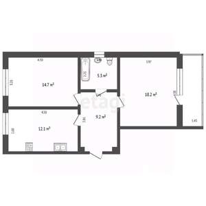 2-к квартира, вторичка, 60м2, 4/4 этаж