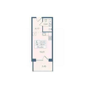 Студия квартира, вторичка, 29м2, 2/8 этаж