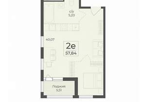 2-к квартира, строящийся дом, 58м2, 4/15 этаж