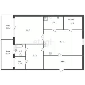 3-к квартира, вторичка, 160м2, 2/4 этаж