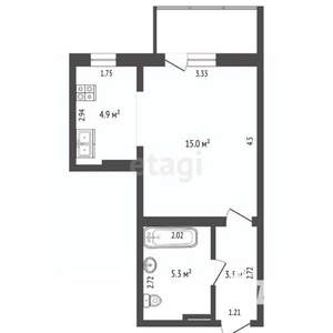 1-к квартира, вторичка, 32м2, 6/16 этаж