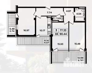 3-к квартира, вторичка, 90м2, 6/8 этаж