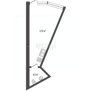 Студия квартира, вторичка, 30м2, 1/9 этаж