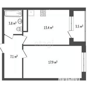 1-к квартира, вторичка, 46м2, 4/8 этаж