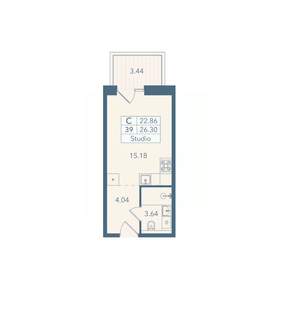 Студия квартира, вторичка, 26м2, 4/8 этаж