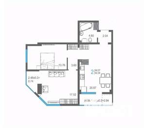 2-к квартира, вторичка, 64м2, 13/17 этаж