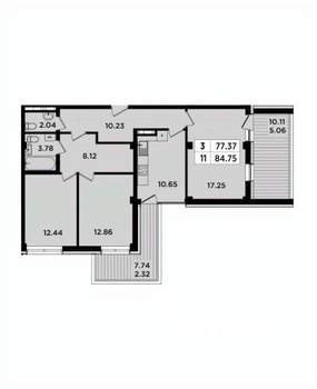 3-к квартира, вторичка, 85м2, 2/8 этаж