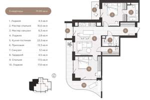3-к квартира, вторичка, 112м2, 4/9 этаж