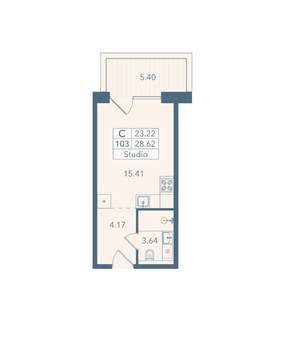 Студия квартира, вторичка, 29м2, 4/8 этаж