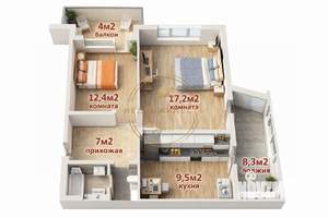 2-к квартира, вторичка, 63м2, 9/9 этаж