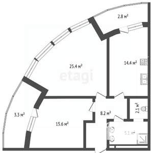 2-к квартира, вторичка, 83м2, 7/12 этаж