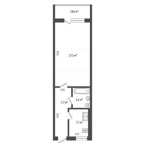 1-к квартира, вторичка, 33м2, 5/6 этаж