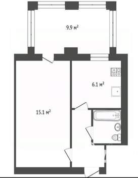 1-к квартира, вторичка, 37м2, 3/4 этаж