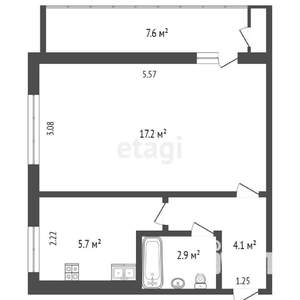 1-к квартира, вторичка, 39м2, 2/5 этаж