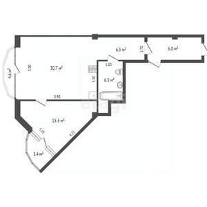 2-к квартира, вторичка, 70м2, 7/13 этаж