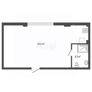 Студия квартира, вторичка, 39м2, 3/8 этаж