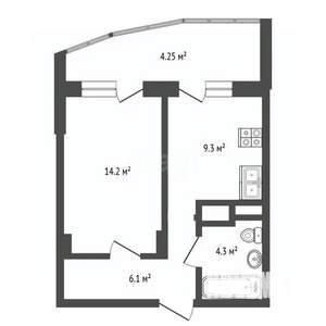 1-к квартира, вторичка, 38м2, 7/9 этаж