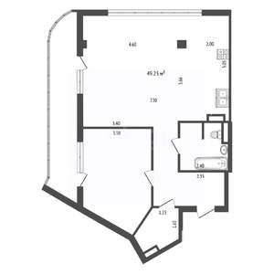 2-к квартира, вторичка, 74м2, 2/8 этаж