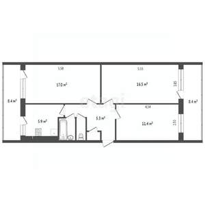 3-к квартира, вторичка, 69м2, 3/5 этаж