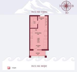 Студия квартира, вторичка, 31м2, 1/17 этаж