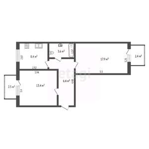 2-к квартира, вторичка, 51м2, 3/4 этаж