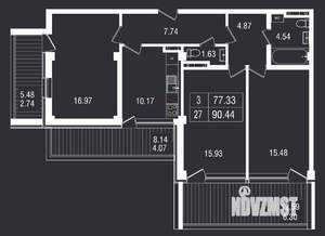 3-к квартира, вторичка, 90м2, 6/8 этаж