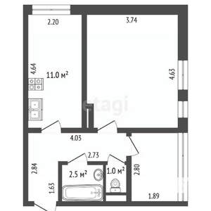 1-к квартира, вторичка, 40м2, 6/9 этаж
