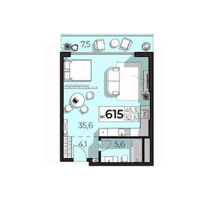 2-к квартира, вторичка, 53м2, 6/6 этаж