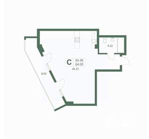 Студия квартира, вторичка, 64м2, 5/9 этаж