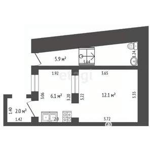 1-к квартира, вторичка, 26м2, 1/3 этаж