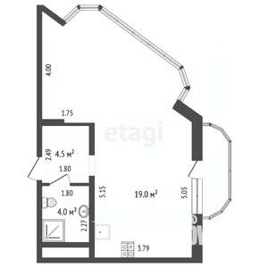 Студия квартира, вторичка, 44м2, 5/10 этаж
