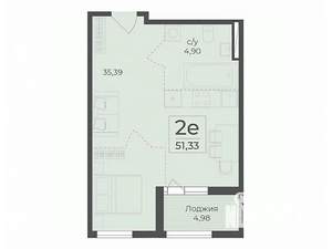 Студия квартира, вторичка, 51м2, 3/15 этаж
