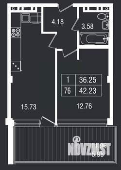 1-к квартира, вторичка, 42м2, 7/8 этаж